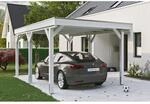 Skan Holz Carport Grunewald 321 cm x 554 cm mit EPDM-Dach Wei&szlig;