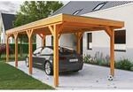Skan Holz Carport Grunewald 321 cm x 796 cm mit EPDM-Dach Eiche Hell