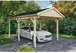 Skan Holz Carport Fichtelberg 317 cm x 566 cm Schwarze Schindeln Natur