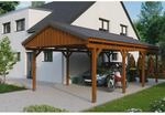 Skan Holz Carport Fichtelberg 423 cm x 808 cm Dachlattung Nussbaum