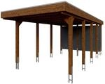 Skan Holz Carport Friesland Hybrid 314 cm x 708 cm Nussbaum