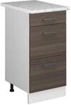 Vicco K&uuml;chenunterschrank R-Line Grau/Wei&szlig; 40 cm mit Schubladen AP Marmor