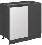 Vicco Eckunterschrank R-Line Wei&szlig;/Anthrazit 86 cm J-Shape ohne Arbeitsplatte