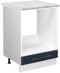 Vicco Herdumbauschrank Fame-Line Dunkelblau Hochglanz/Wei&szlig; 60 cm AP Marmor