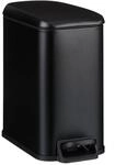 Relaxdays Badm&uuml;lleimer Eisen Schwarz Softclose 5, 27 cm x 14 cm x 29 cm 1 kg