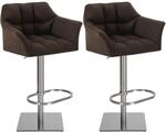 CLP 2er Set Barhocker Damaso Stoffbezug Braun/Edelstahl