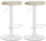 CLP 2er Set Barhocker Ponte Kunstleder Metall Matt Weiss/Creme