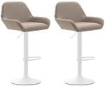 CLP 2er Set Barhocker Braga Stoff Taupe/Wei&szlig;