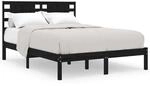 vidaXL Massivholzbett Schwarz Kiefer 200x200 cm1179176