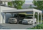 Skan Holz Carport Grunewald 622 cm x 554 cm mit Aluminiumdach Wei&szlig;