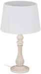 Relaxdays Tischlampe Holz Leinen Wei&szlig; mit Schalter 47 cm x 27 cm 700 g