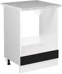 Vicco Herdumbauschrank R-Line Schwarz Hochglanz/Wei&szlig; 60 cm AP Marmor