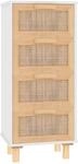 vidaXL Sideboard Wei&szlig; 40x30x90 cm Massivholz Kiefer und Natur-Rattan 345642