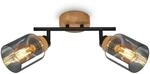 Brilo Deckenleuchte Hema Schwenkbar Holzbasis E27 Fassung Rauchglas 28 cm