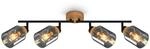 Brilo Deckenleuchte Hema Schwenkbar Holzbasis E27 Fassung Rauchglas 68 cm