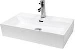 ECD Germany Waschbecken 605x365x130 mm aus Keramik Eckig Wei&szlig; Aufsatzwaschbecken