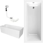 Calmwaters Rechteckwanne Modern Square 170x75 cm Set Wannentr&auml;ger & Ablaufgarnitur