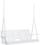 Outsunny H&auml;ngebank mit Couchtisch f&uuml;r 2-3 Personen 150 x 75 x 53 cm Wei&szlig;