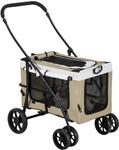PawHut Hundewagen Polyester Stahl Khaki 81L x 58B x 97,5H cm