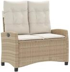 vidaXL Gartenbank Verstellbar mit Kissen Beige Poly Rattan 105 x 66 x 93 cm