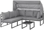 Svita Maui Gartenm&ouml;bel-Lounge-Set Mit Dach Outdoor-Sofa Strandkorb-Sonneninsel Stahl