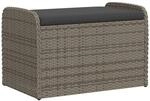 vidaXL Sitzbank mit Stauraum & Kissen Grau 80x51x52 cm Poly Rattan