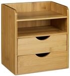 Relaxdays Schreibtisch Organizer Bambus Natur 2 Schubladen 21 cm x 20 cm x 13 cm