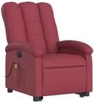 vidaXL Elektrischer Massagesessel mit Aufstehhilfe Wei&szlig;rot Stoff Modell 3