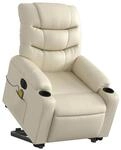 vidaXL Massagesessel mit Aufstehhilfe Elektrisch Creme Kunstleder 3206621