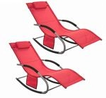 SoBuy Sonnenliege 2-er mit Tasche aus Metall und Kunstfasergewebe Rot OGS28-Rx2