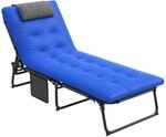Outsunny Sonnenliege Stahl Polyester 68L x 189B x 33H cm Blau
