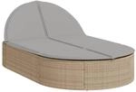 vidaXL Doppel-Sonnenliege mit Auflagen Beige Poly Rattan 368649