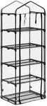 Relaxdays Balkongew&auml;chshaus Eisen Kunststoff Schwarz Transparent 5 Ebenen 192 cm x