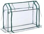 Relaxdays Foliengew&auml;chshaus PVC Transparent Dunkelgr&uuml;n Mit Aufrollbarer T&uuml;r Ohne