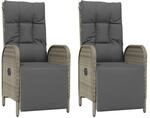 vidaXL Garten-Relaxsessel mit Kissen 2 Stk. Poly Rattan Grau