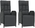 vidaXL Garten-Relaxsessel mit Kissen 2 Stk. Poly Rattan Schwarz