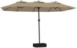 vidaXL Doppel-Sonnenschirm mit LED-Leuchten Taupe 449x265 cm 362956
