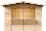 Timbela Marktbude Holz M150 6,03 m&sup2; mit 2 Theken und Stauraum