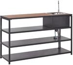 Beliani Gartenk&uuml;che AVETRANA Schwarz Heller Holzfarbton 50x159x116
