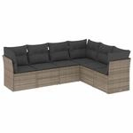 vidaXL 6-Tlg Garten-Sofagarnitur mit Kissen Grau Poly Rattan 3217680