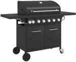 vidaXL Gasgrill mit 7 Flammen Schwarz Pulverbeschichteter Stahl 367587