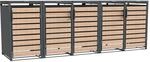 Westmann M&uuml;lltonnenbox Lacina 5 x 240, Anthrazit/Holzoptik 80 x 332 x 116 cm