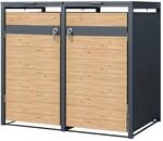 ML-Design M&uuml;lltonnenbox 2Er Anthrazit-L&auml;rchenoptik 132x80x116,3 cm