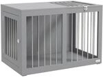 PawHut Hundek&auml;fig f&uuml;r Zuhause Mittelgro&szlig;e Hunde mit T&uuml;ren Grau 80 x 50 x...