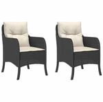 vidaXL Gartenst&uuml;hle mit Kissen 2 Stk Schwarz Poly Rattan 365144
