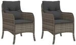 vidaXL Gartenst&uuml;hle mit Kissen 2 Stk Grau Poly Rattan 365147