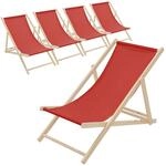 ECD Germany Liegestuhl 5Er Set Klappbar Rot aus Holz
