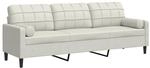 vidaXL Sofa 3-Sitzer mit Zierkissen Creme 210 cm Samt 3278247