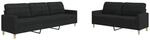 vidaXL 2-Tlg Sofagarnitur Schwarz Stoff 2162850