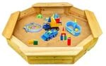 Coemo 6 Eckiger Sandkasten Sally aus Holz Inklusive Bodenplane 135x135x20 cm